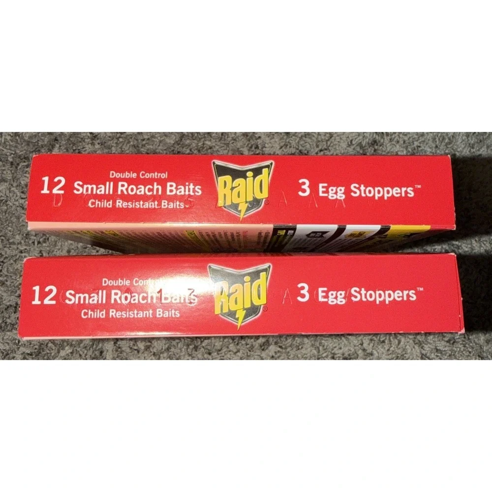 Lot‎ of 2 Raid Double Control 12 Small Roach Baits Plus 3 Egg Stoppers each NEW